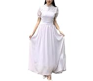 Summer Chiffon Empire   Waistline Short Bishop Puff Sleeves Lace   Dress With Ruffles