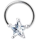 16 Gauge Clear Cubic Zirconia Star Closure Ring