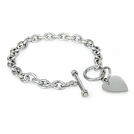 Tiffany Inspired Stainless Steel Heart Tag Bracelet 7.25 Inches