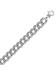 Sterling Silver Rhodium Plated Classic Double Curb Chain Bracelet
