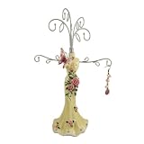 Mannequin Jewelry Stand Jeweled Vintage Style -Rose & Butterfly Motif -Pink & Beige