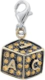 Baby Block Charm, 14K Yellow Gold with Diamonds