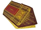 ArtisanStreet's Wine Lion of Judah Table Runner. Features Gold Design of Lions and the Tree of Life Menorah. Matching Lining of Gold
