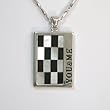 Small Interlock Mother of Pearl & Black Agate Rectangular Pendant
