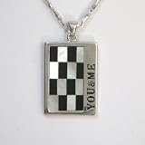Small Interlock Mother of Pearl & Black Agate Rectangular Pendant