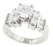 Round/Baguette Diamond Engagement Ring 1.01ct (CZ ctr)