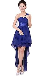 Chiffon One Shoulder Striped Print Bridesmaid Dress 