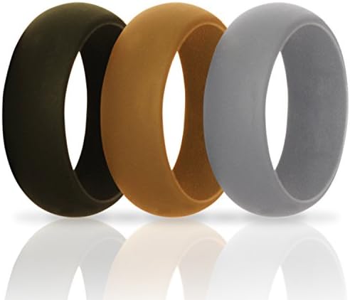 Silicone Wedding Rings - Thoughtful Unique Gifts for Men - For Birthday or Anniversary From Vitalius. Silicone Wedding Bands - Gift Set of 3 Rings - Black, Gray and Brown