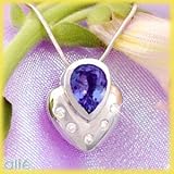 14K Pear Shaped Tanzanite & Diamond Heart Pendant