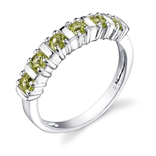 41FMBQQeYPL Sterling Silver 0.75 cts Round Cut Peridot Ring Size 9