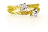 18K Yellow Gold Double-Strand Wire Ring, Enhanced with Star-Shape Pave Set Diamonds.