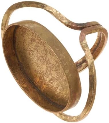 Amate Studios Antiqued Brass Oval Bezel Adjustable Ring Hammered Frame 29x40mm