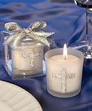 Silver Cross Themed Candle Favors Set of 50