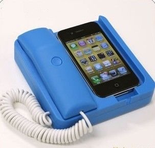 Tsirtech Phone Handset and Sync Stand for iPhone 4, 3GS, 3G, and Other Wireless Phones with 3.5 mm Headphone Jack Black Tsirtech Phone Handset and Sync Stand for iPhone 4, 3GS, 3G, and Other Wireless Phones with 3.5 mm Headphone Jack Blue
