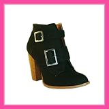 Women's Qupid Black Leatherette Booties (Miley21)