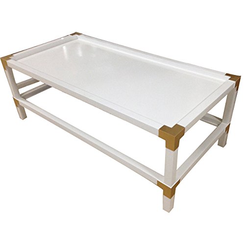 Rectangular Coffee Table w/ Tempered Glass Table Top, Aluminum, White, Contemporary. No assembly required. Dimensions 50" x 24 " x 18"