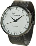 Geneva Platinum Womens 6393.Black Black Stainless-Steel Quartz Watch with White Dial