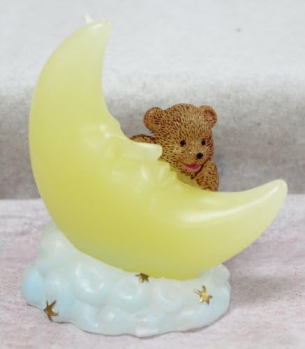 12 Baby Girl Teddy Bear on Moon in Clouds Gift Wrapped Favor Candles BY031-P