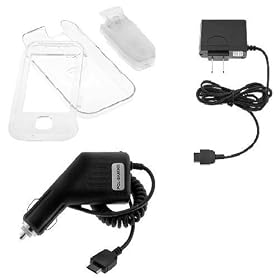 Click here to buy Transparent Clear Crystal Snap-on Cover Case with Clip + Rapid Car Charger + Home Travel... by iKross.