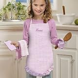 Pink Color Gingham Personalized Apron
