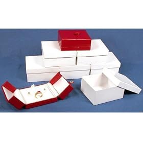 6 Ring Earring Snap Lid Boxes Red Leather Gift Display