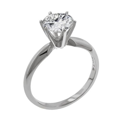 14k White Gold Moissanite Classic Tiffany Solitaire (.50 cttw equivalent)