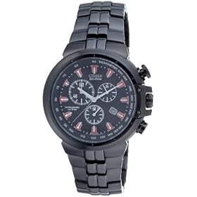 Citizen - AT0617-55E - Montre Homme Eco Drive - Quartz Analogique - Cadran Noir - Chronographe - Bracelet en Acier Inoxydable Noir