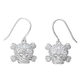 Skull Pave Crystal Fishhook Earrings