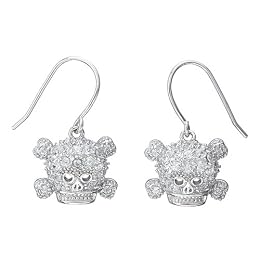 Skull Pave Crystal Fishhook Earrings