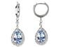 3.82 cttw 14k White Gold Plated 925 Silver Simulated Aquamarine 1.50 inch Drop Earrings Dangling on 35mm Huggie Hoop