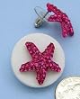 Sea Creature Starfish Pink Crystal Stone Earrings
