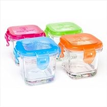 Glass Baby Food Containers with Multi Lid Colors