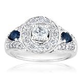 Diamond and Sapphire Engagement Ring 1ctw