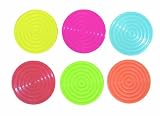 Sefama International - 40137 - SilicoMania - 6 Dessous de Verre en Silicone - Jaune / Rose / Bleu / Rouge / Vert / Orange - Diamètre : 9,5 cm