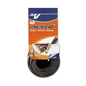 Velcro Reusable Self-Gripping Ties, 0.5 Inches x 8 Inches, Black/Gray, 50 Ties per Pack (90924)