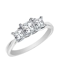 Certified Princess Cut Diamond Engagement Ring and Three Stone Anniversary... by 