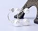 HITOP Fashion Jewelry 925 Sterling Silver Double Faux Pearls Two Sided Balls Hoop Stud Earrings (White)