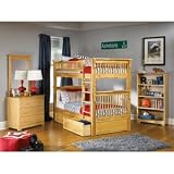 Atlantic Furniture Colorado Natural Maple Bunk 4 Piece Bedroom Set w/ Raised Panel Drawers