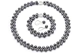 Weave Black 6-7mm A Freshwater Pearl Set