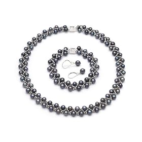 Weave Black 6-7mm A Freshwater Pearl Set by Pearls Only
