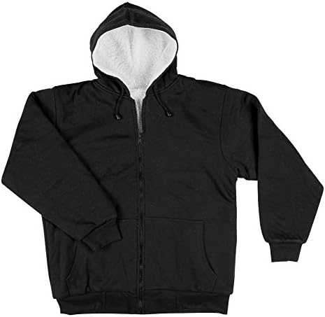 Razio - Men's Hooded Sweatshirt, Sherpa Lined, Zipper Front - Large, Black