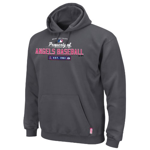 MLB Men's Los Angeles Angels Property Of Long Sleeve Hooded Fleece Pullover (Pro Granite, Medium)