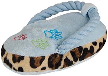 PAWSnCLUBS Cute Pet Dogs Puppy Chew Toy, Slipper Design with Chewing Rope and Inner Squeak - Blue