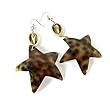 Leopard Spots Star Organic Shell Dangle Earrings with Cowrie Shell Decor