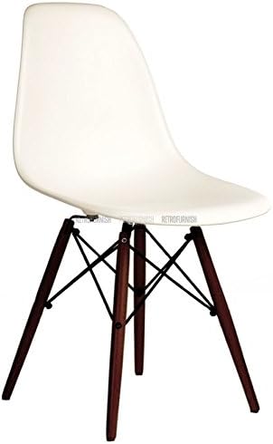 *Set of 2* High Quality Eames Style Classic DSW Eiffel Dining Lounge Side Chair - White / Walnut Wood
