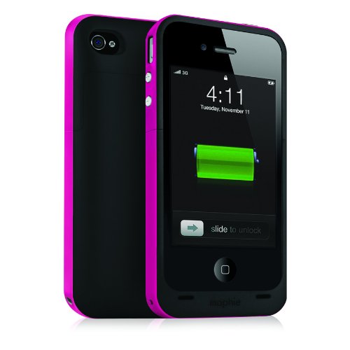 Mophie Juice Pack Plus Case and Rechargable Battery for iPhone 4 - Magenta-Mojoplay