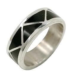 Black Onyx Inlay - Sterling Silver Ring