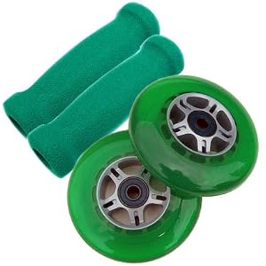GREEN Replacement Razor Scooter WHEELS, BEARINGS, GRIPS