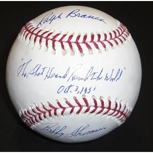 Bobby Thomson and Ralph Branca Autographed Baseball with Shot Heard Round the World... by 