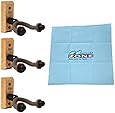 3 Pack of String Swing CC01 Wall Mount Guitar Hangers with MusicianZone PC-10 Musical Instrument Cleaning & Polish Cloth